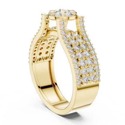 18K Yellow Gold Round Lab-Grown Diamond Ring for Women | Anniversary Gift | Pure Carat