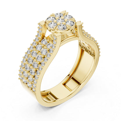 18K Yellow Gold Round Lab-Grown Diamond Ring for Women | Anniversary Gift | Pure Carat