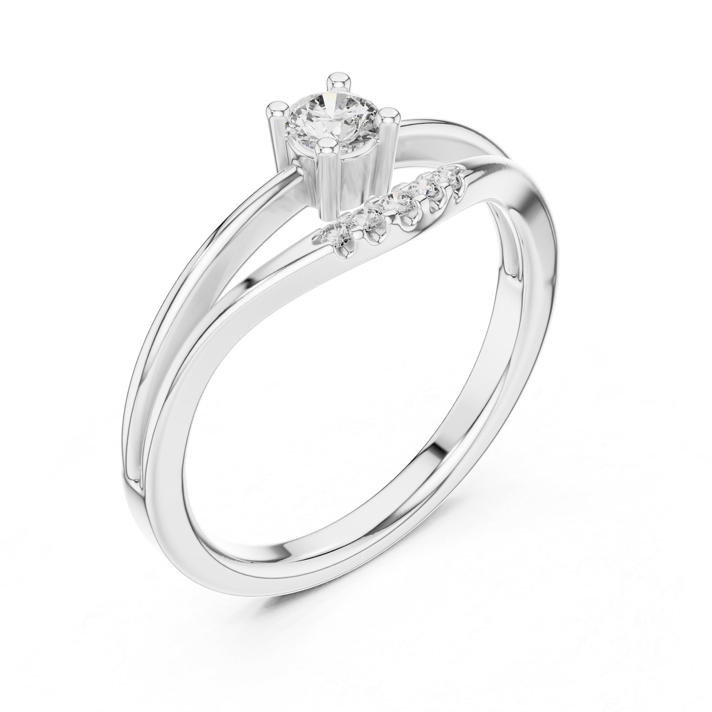 14K White Gold Round Lab-Grown Diamond Ring for Women | Everyday Wear | Pure Carat