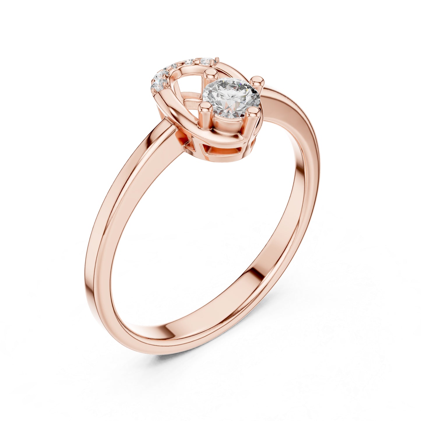 14K Yellow Gold Round Lab-Grown Diamond Drop Ring for Women | Party Wear | Pure Carat