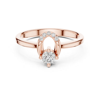 14K Yellow Gold Round Lab-Grown Diamond Drop Ring for Women | Party Wear | Pure Carat