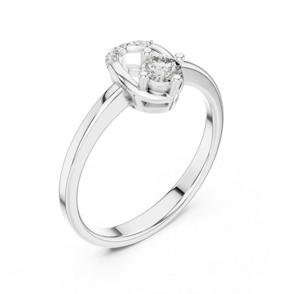 14K Yellow Gold Round Lab-Grown Diamond Drop Ring for Women | Party Wear | Pure Carat