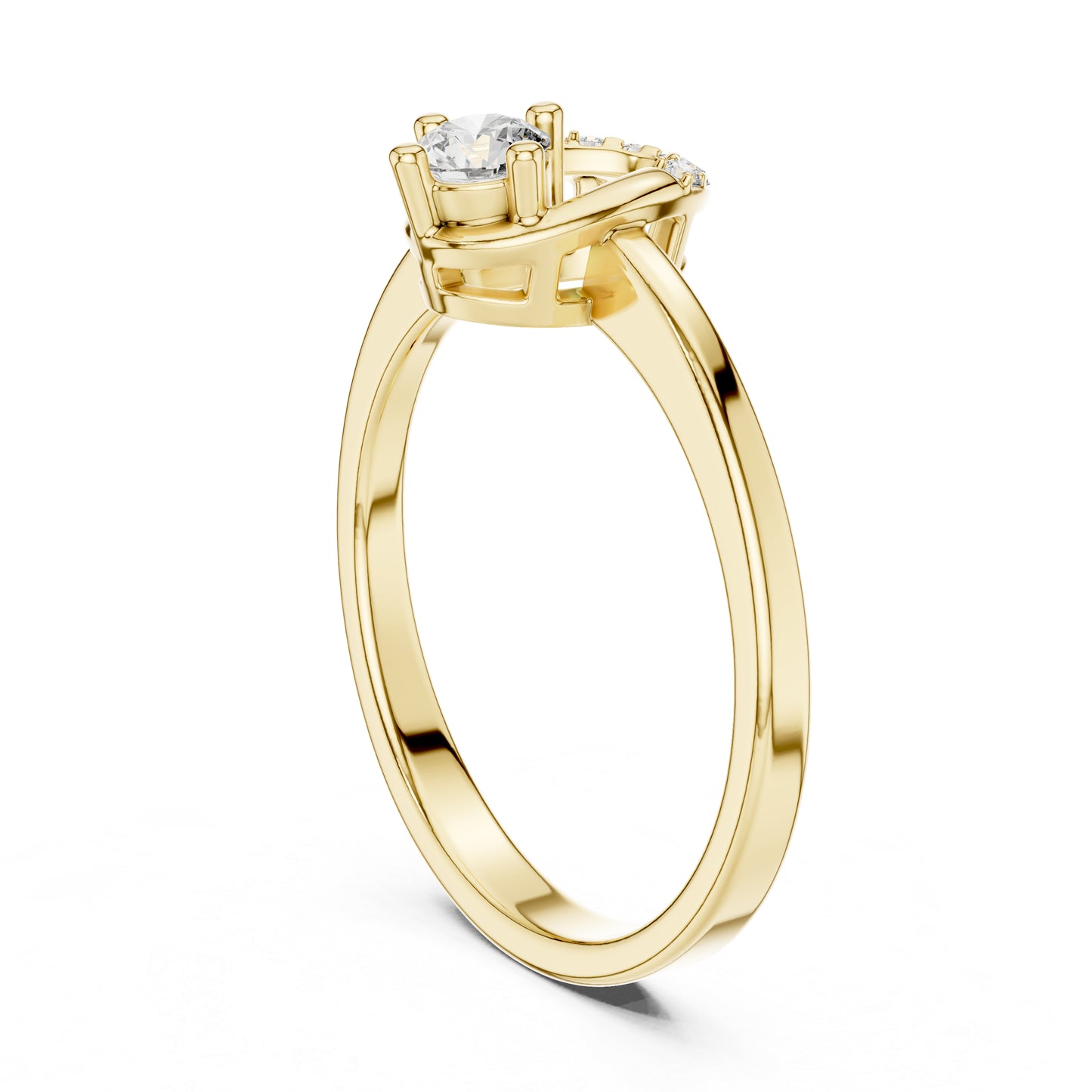 14K Yellow Gold Round Lab-Grown Diamond Drop Ring for Women | Party Wear | Pure Carat