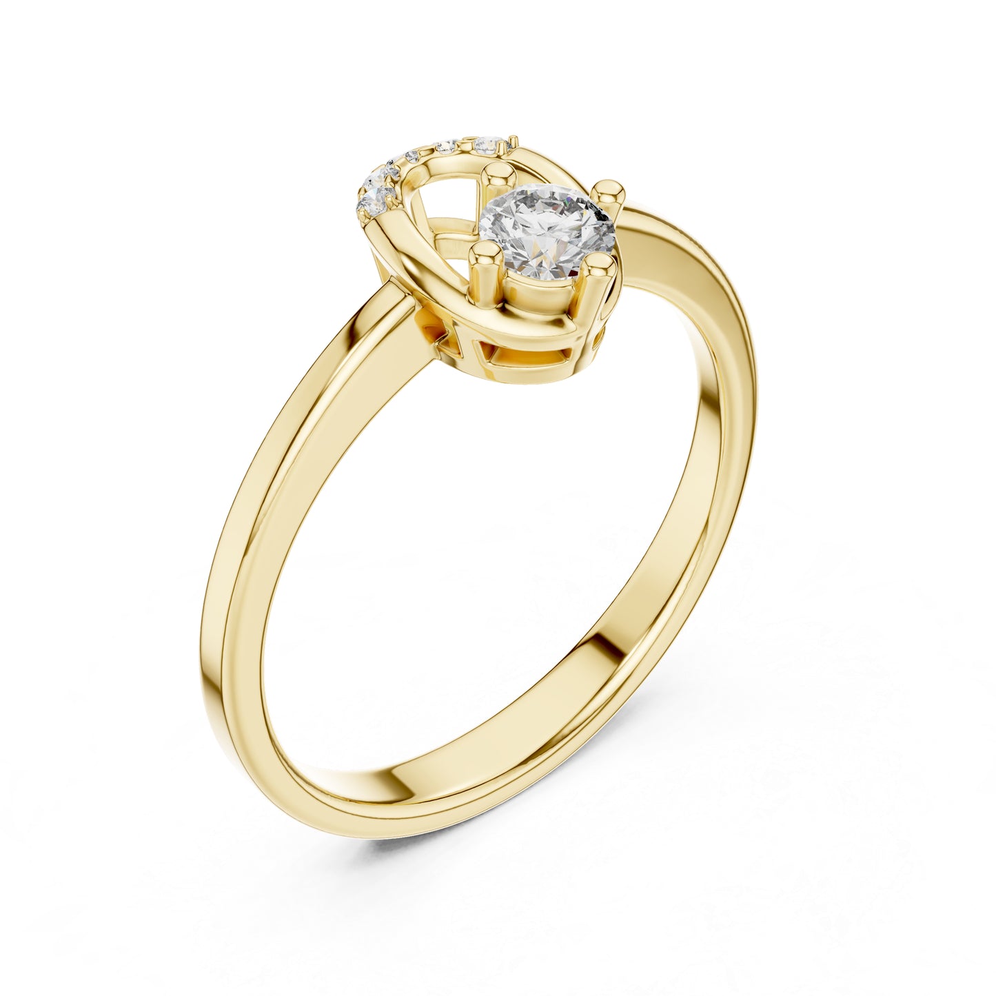 14K Yellow Gold Round Lab-Grown Diamond Drop Ring for Women | Party Wear | Pure Carat