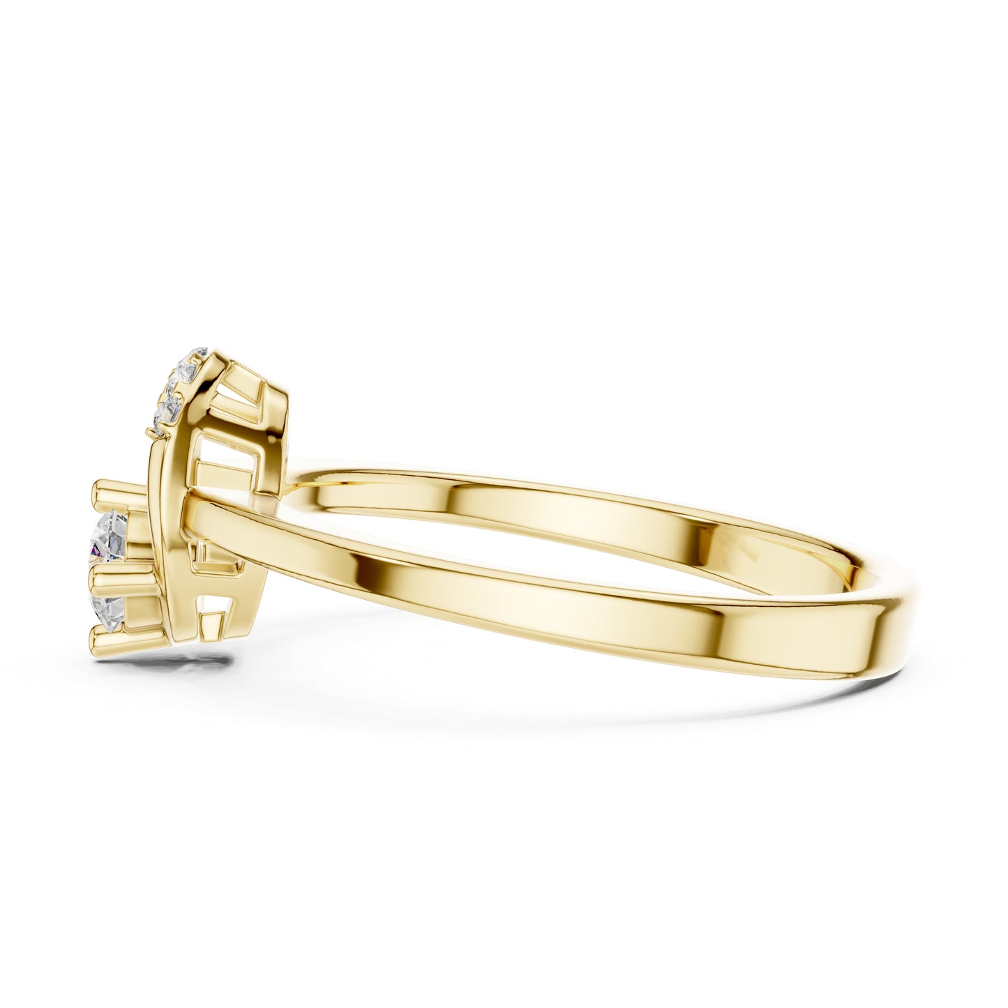 14K Yellow Gold Round Lab-Grown Diamond Drop Ring for Women | Party Wear | Pure Carat