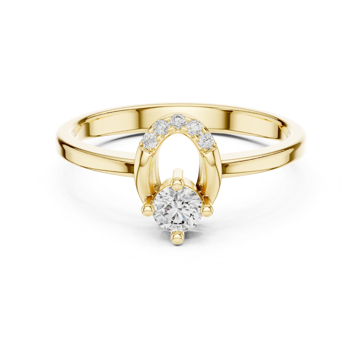 14K Yellow Gold Round Lab-Grown Diamond Drop Ring for Women | Party Wear | Pure Carat