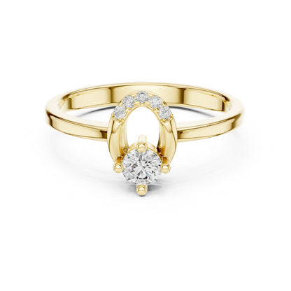 14K Yellow Gold Round Lab-Grown Diamond Drop Ring for Women | Party Wear | Pure Carat