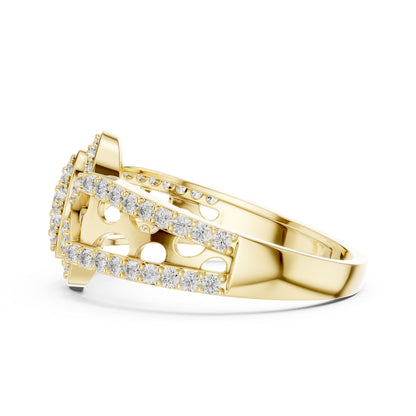 18K Yellow Gold Round Lab-Grown Diamond Drop Ring for Everyday Wear | Pure Carat