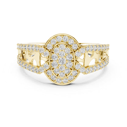 18K Yellow Gold Round Lab-Grown Diamond Drop Ring for Everyday Wear | Pure Carat