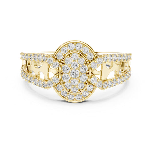 18K Yellow Gold Round Lab-Grown Diamond Drop Ring for Everyday Wear | Pure Carat