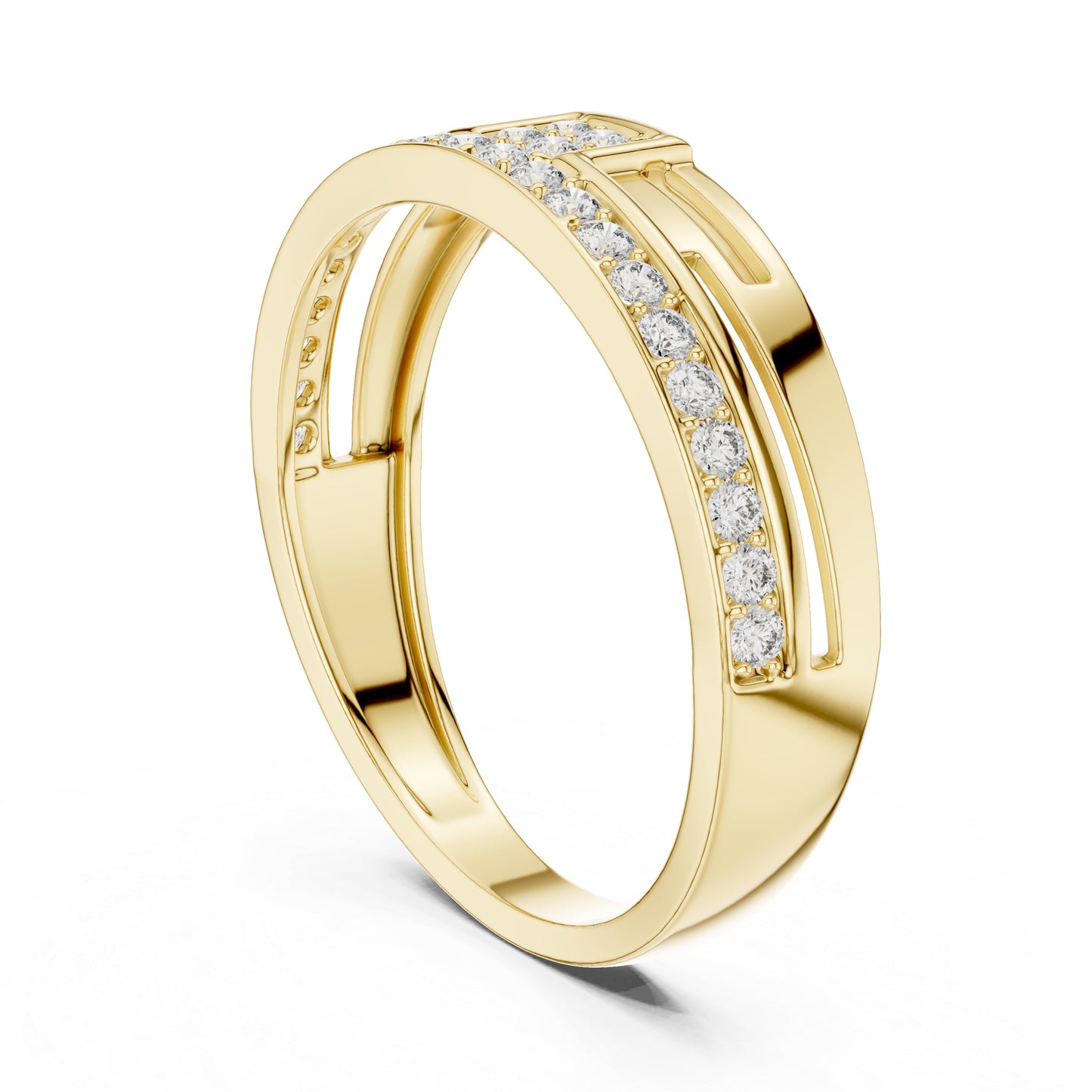 14K Yellow Gold Round Lab-Grown Diamond Drop Ring for Party Wear | Pure Carat