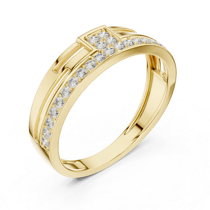14K Yellow Gold Round Lab-Grown Diamond Drop Ring for Party Wear | Pure Carat