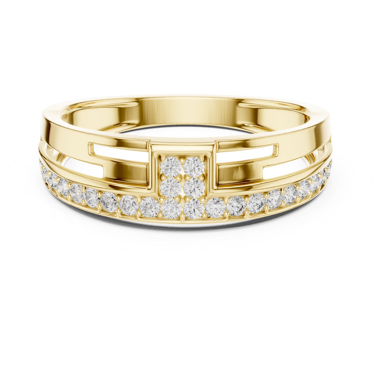 14K Yellow Gold Round Lab-Grown Diamond Drop Ring for Party Wear | Pure Carat