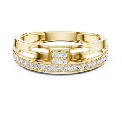 14K Yellow Gold Round Lab-Grown Diamond Drop Ring for Party Wear | Pure Carat