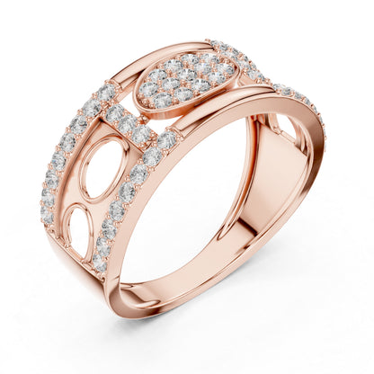 18K Rose Gold Round Lab-Grown Diamond Office Wear Ring for Women | Pure Carat
