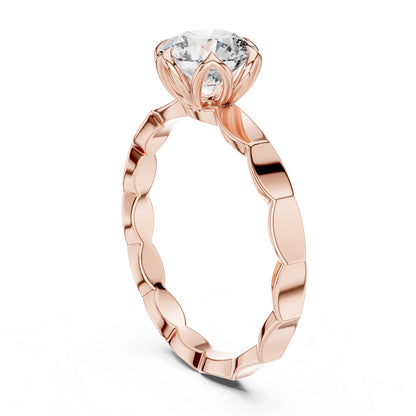 18K Rose Gold Round Lab-Grown Diamond Everyday Wear Solitaire Ring
