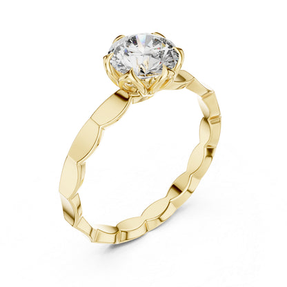 18K Rose Gold Round Lab-Grown Diamond Everyday Wear Solitaire Ring