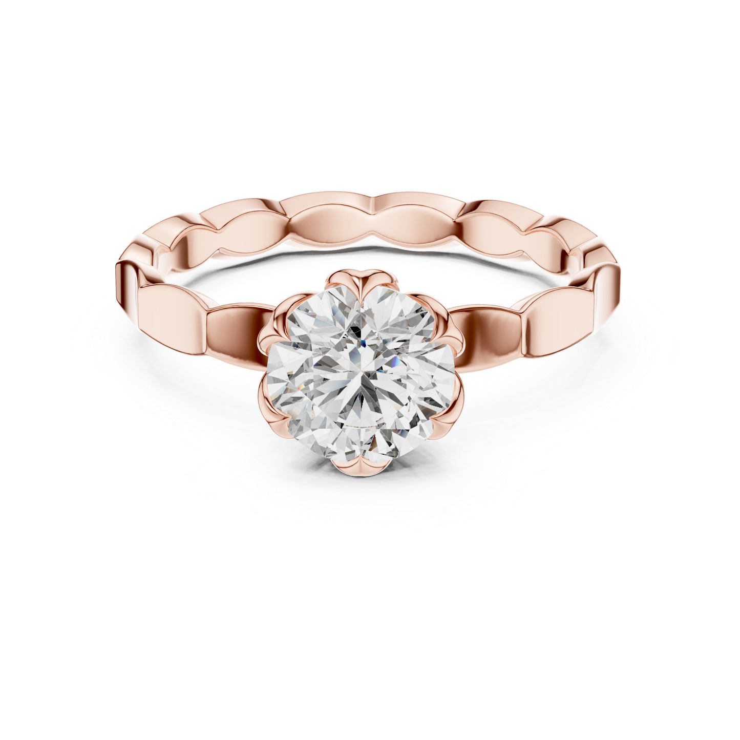 18K Rose Gold Round Lab-Grown Diamond Everyday Wear Solitaire Ring