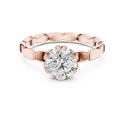 18K Rose Gold Round Lab-Grown Diamond Everyday Wear Solitaire Ring