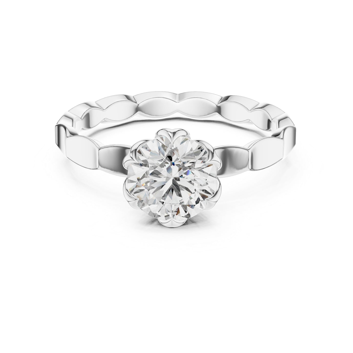18K Rose Gold Round Lab-Grown Diamond Everyday Wear Solitaire Ring