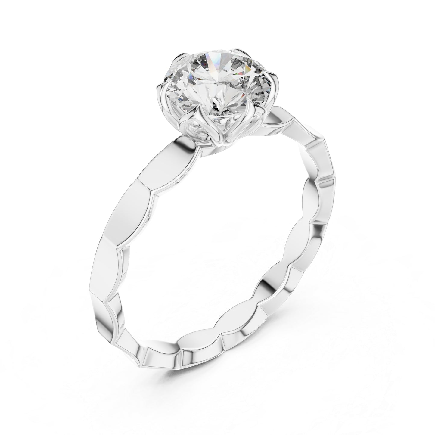18K Rose Gold Round Lab-Grown Diamond Everyday Wear Solitaire Ring