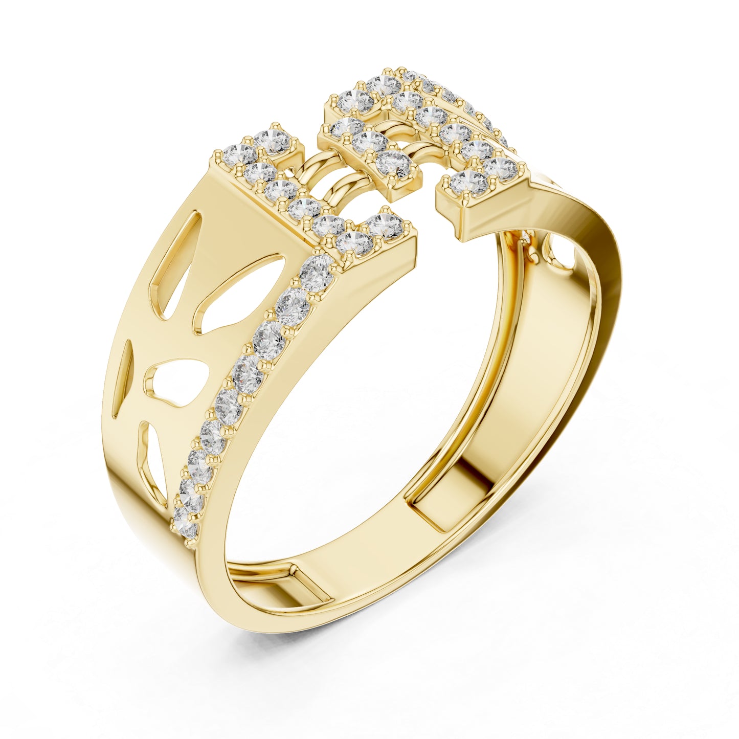 14K Yellow Gold Round Lab-Grown Diamond Bridal Drop Ring for Women | Pure Carat