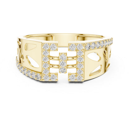 14K Yellow Gold Round Lab-Grown Diamond Bridal Drop Ring for Women | Pure Carat