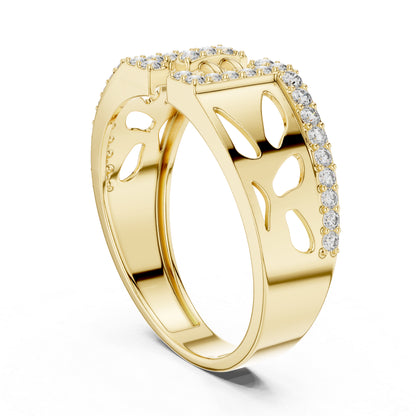 14K Yellow Gold Round Lab-Grown Diamond Bridal Drop Ring for Women | Pure Carat