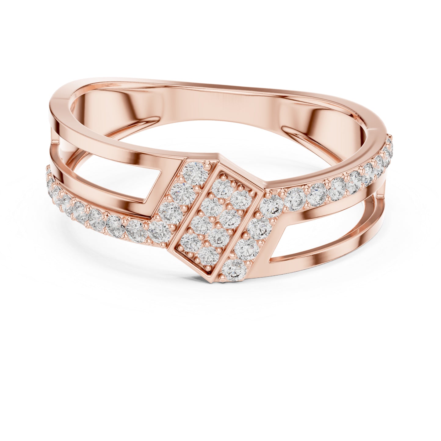 14K White Gold Round Lab-Grown Diamond Office Wear Stud Ring for Women | Pure Carat
