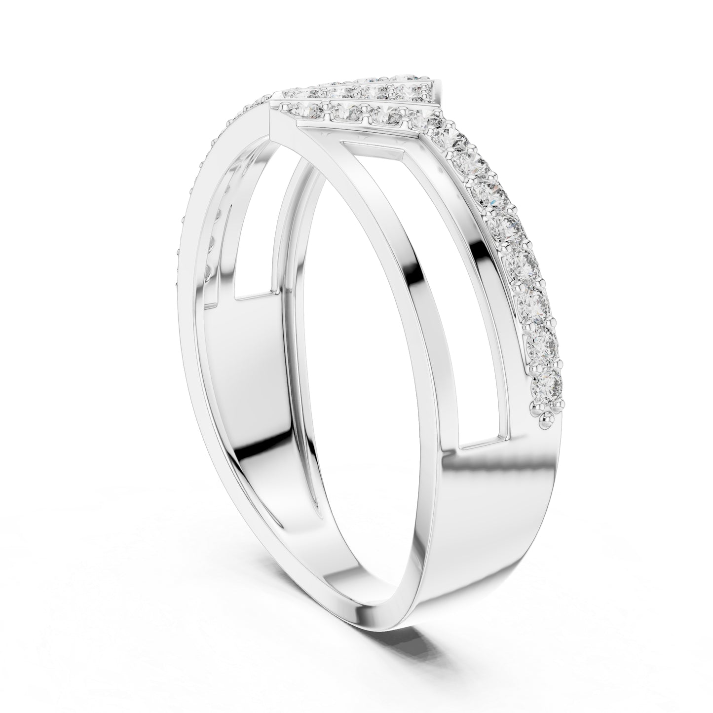14K White Gold Round Lab-Grown Diamond Office Wear Stud Ring for Women | Pure Carat