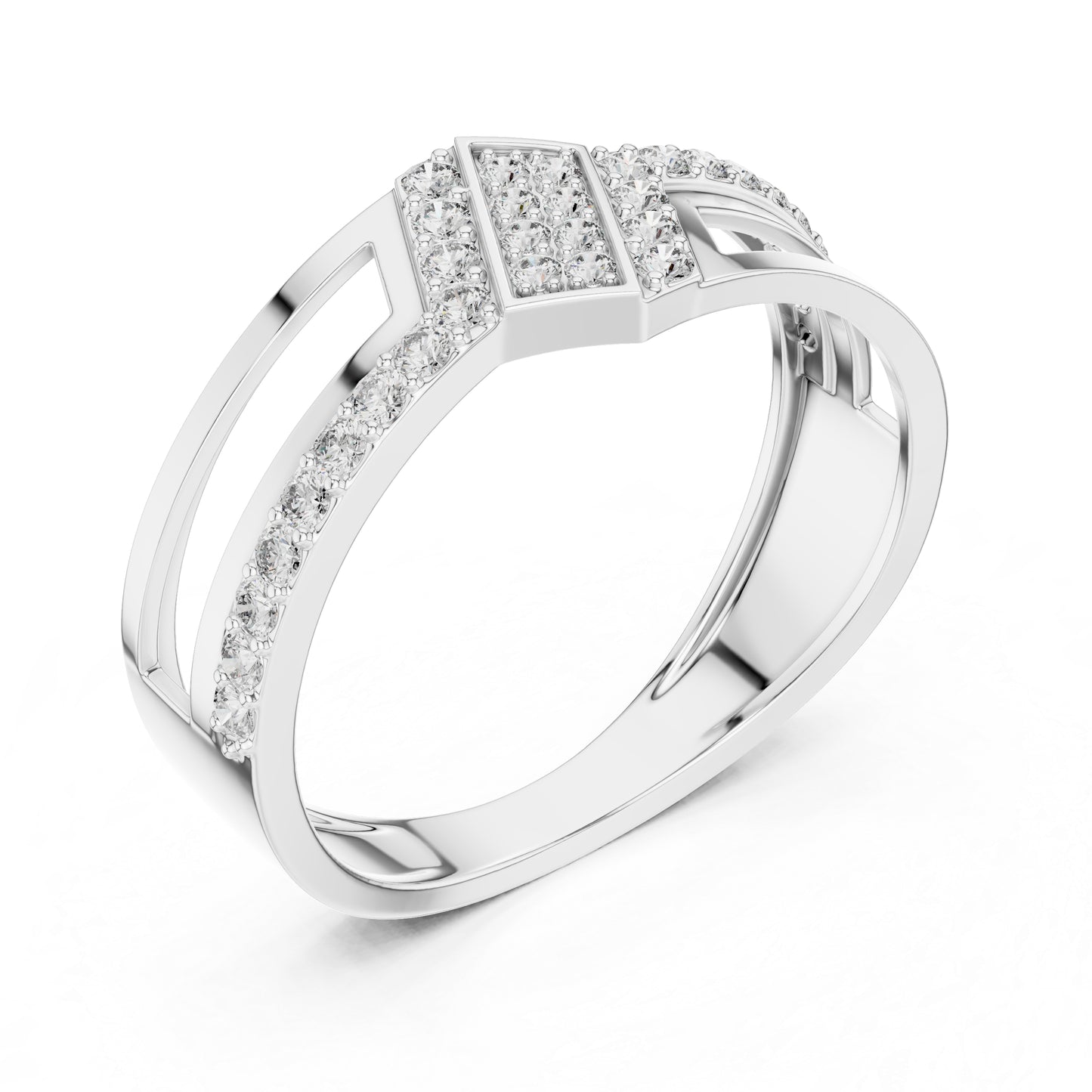14K White Gold Round Lab-Grown Diamond Office Wear Stud Ring for Women | Pure Carat