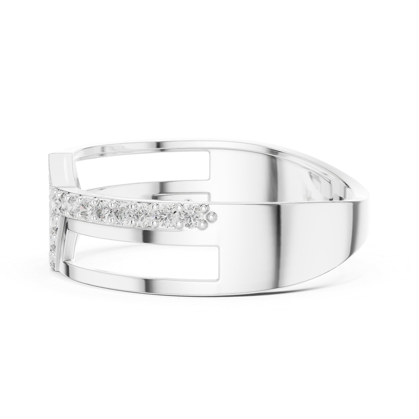 14K White Gold Round Lab-Grown Diamond Office Wear Stud Ring for Women | Pure Carat
