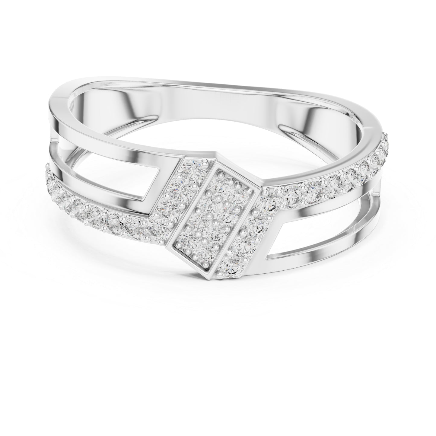 14K White Gold Round Lab-Grown Diamond Office Wear Stud Ring for Women | Pure Carat