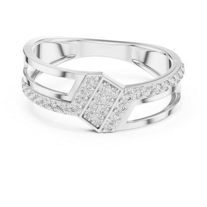 14K White Gold Round Lab-Grown Diamond Office Wear Stud Ring for Women | Pure Carat