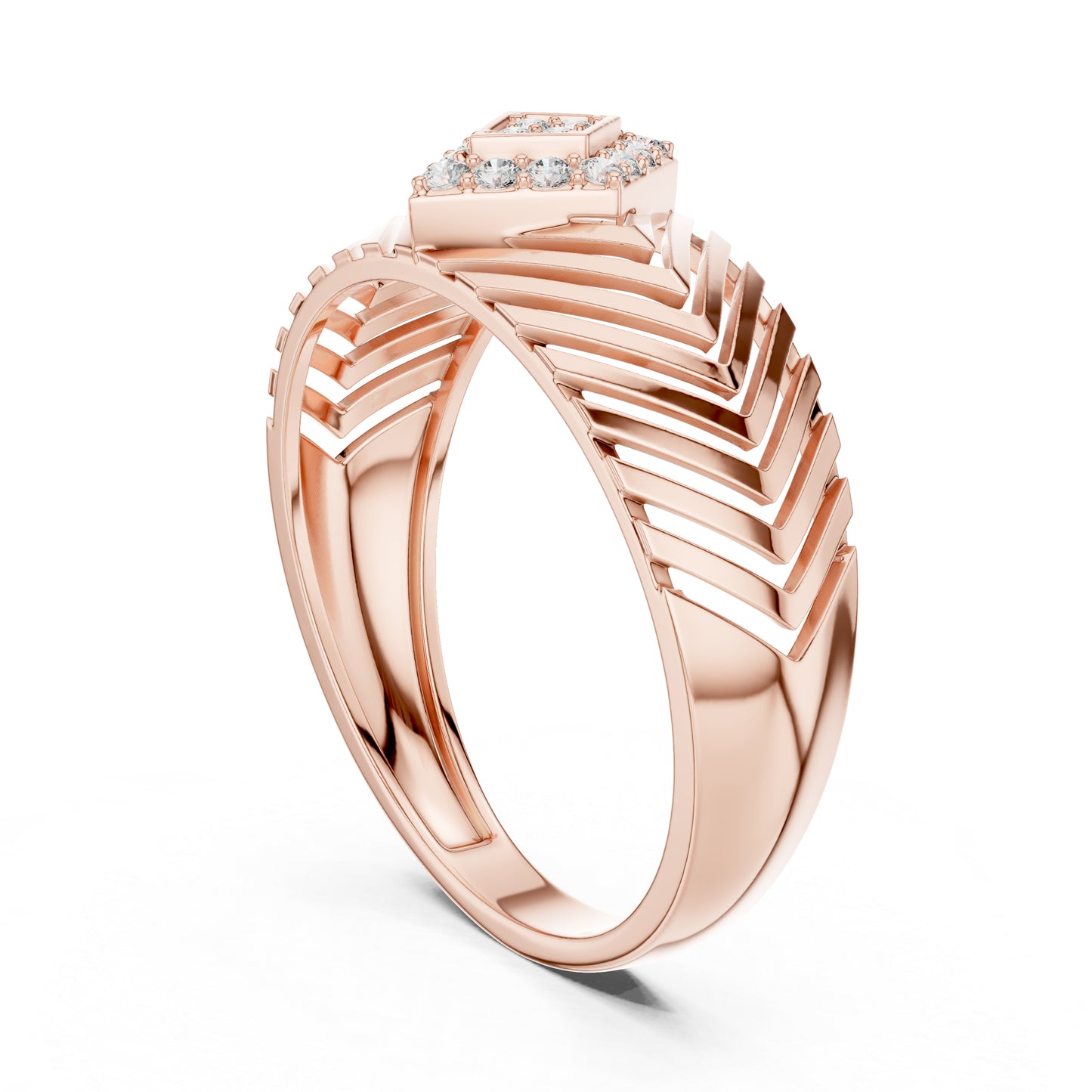 14K Rose Gold Round Lab-Grown Diamond Party Wear Ring for Women | Pure Carat