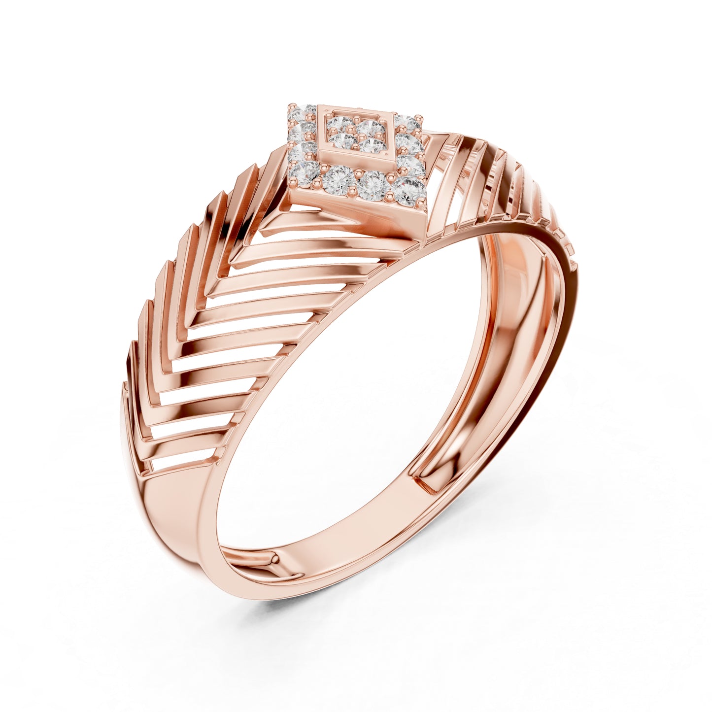 14K Rose Gold Round Lab-Grown Diamond Party Wear Ring for Women | Pure Carat