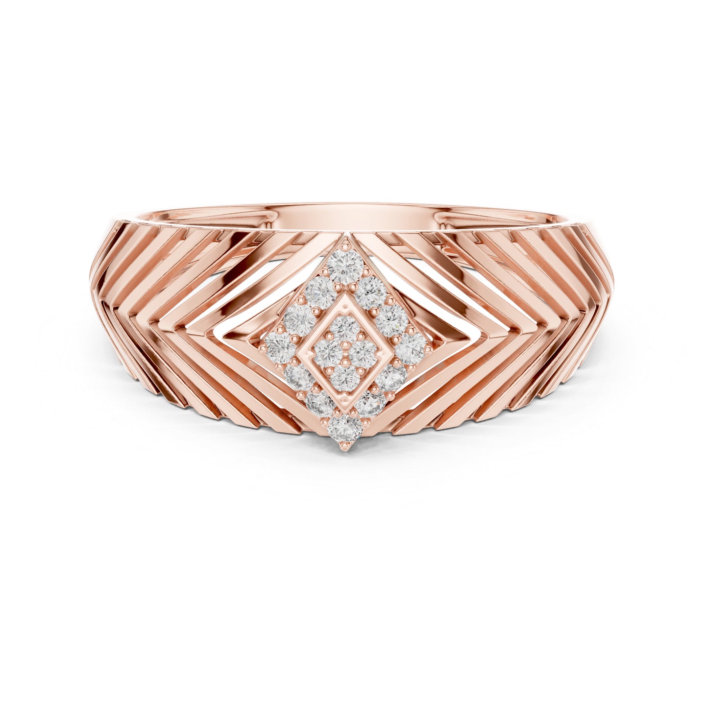 14K Rose Gold Round Lab-Grown Diamond Party Wear Ring for Women | Pure Carat