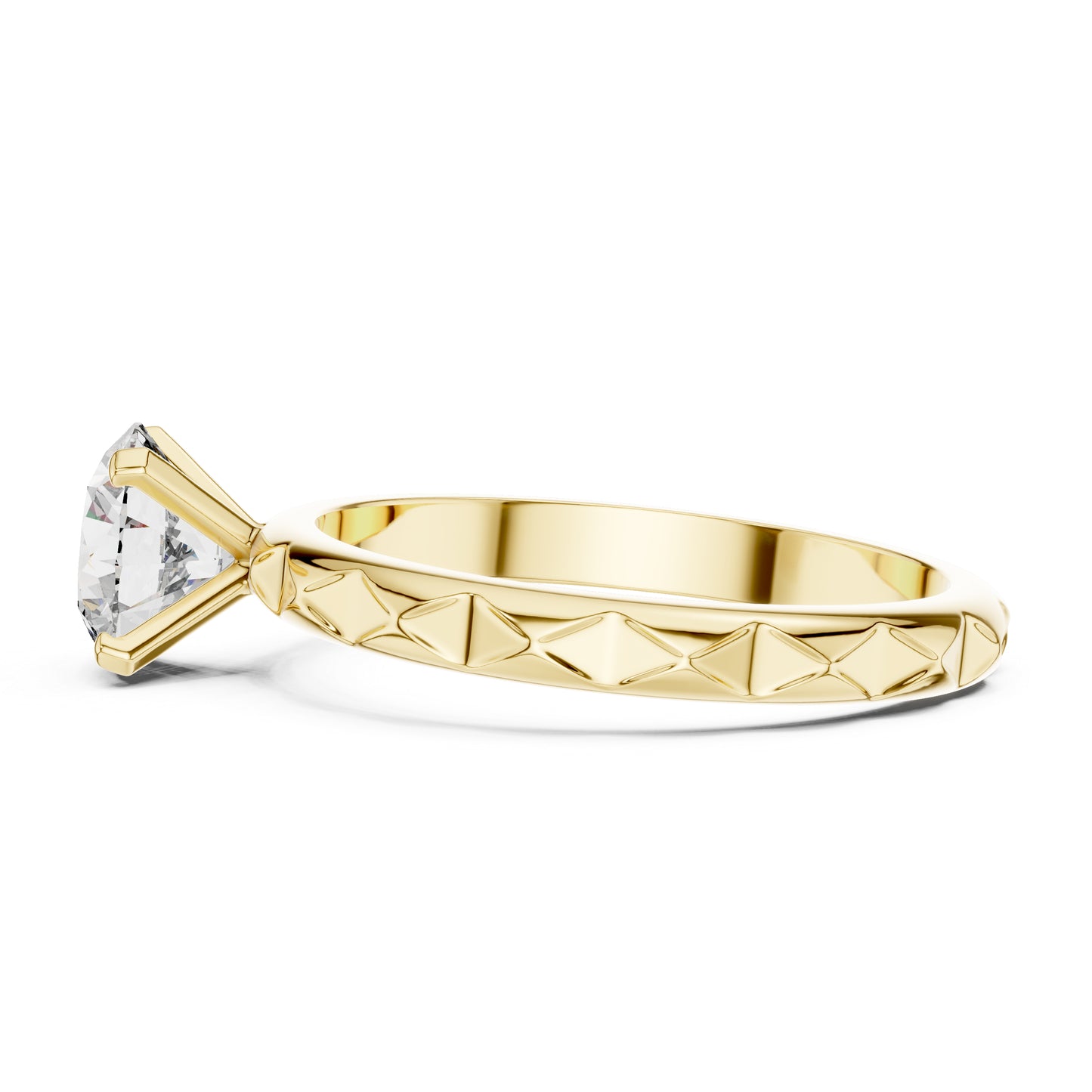 18K Yellow Gold Round Lab-Grown Diamond Engagement Ring | PureCarat