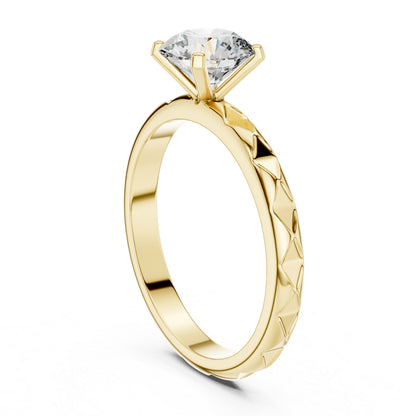 18K Yellow Gold Round Lab-Grown Diamond Engagement Ring | PureCarat