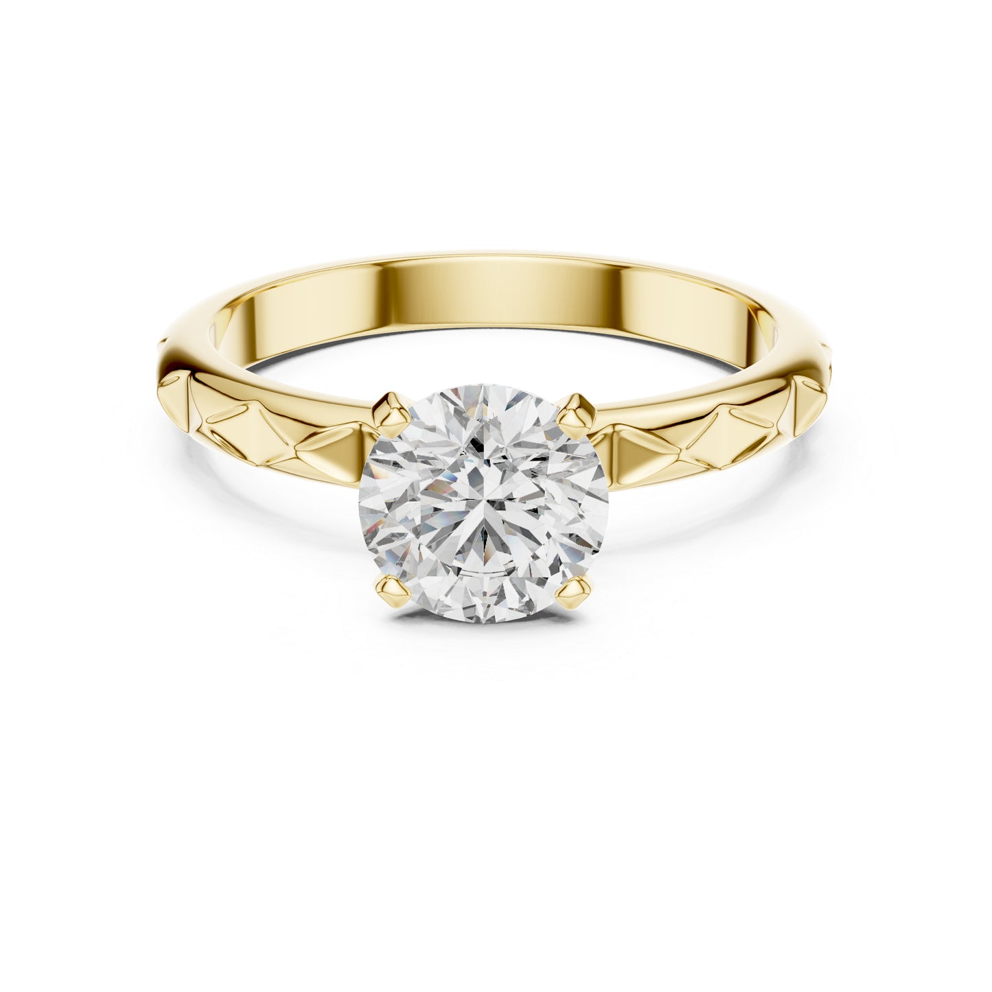 18K Yellow Gold Round Lab-Grown Diamond Engagement Ring | PureCarat