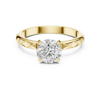 18K Yellow Gold Round Lab-Grown Diamond Engagement Ring | PureCarat