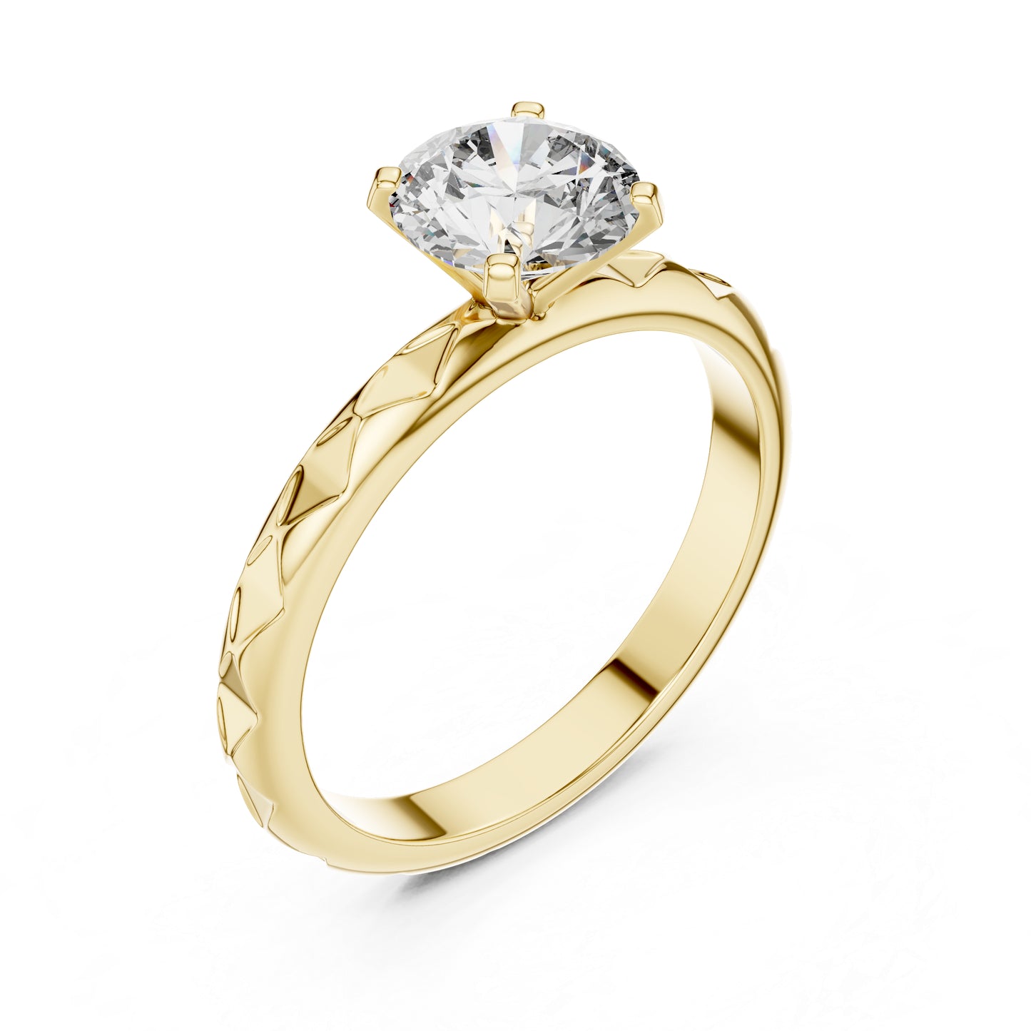 18K Yellow Gold Round Lab-Grown Diamond Engagement Ring | PureCarat