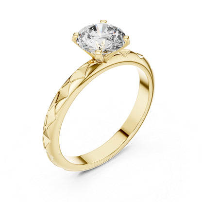 18K Yellow Gold Round Lab-Grown Diamond Engagement Ring | PureCarat