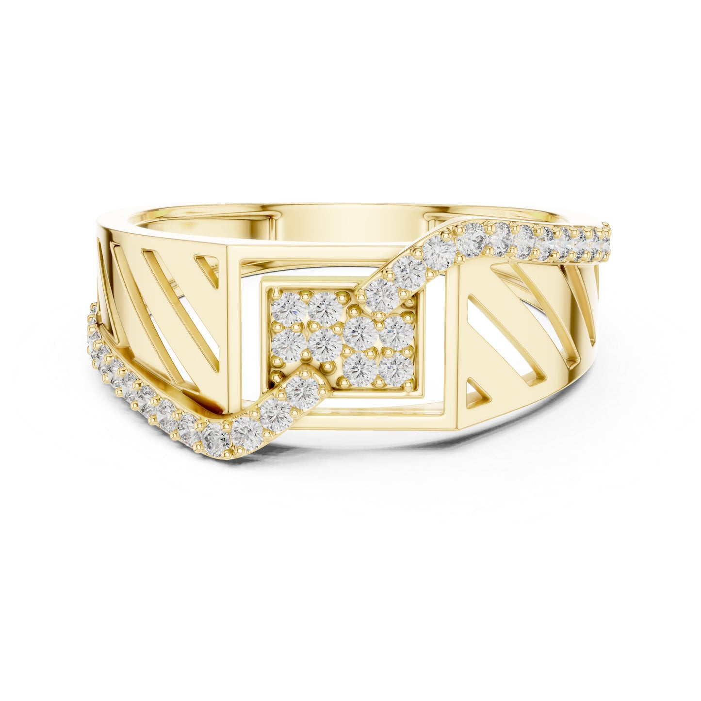 18K Yellow Gold Round Lab-Grown Diamond Everyday Wear Drop Ring for Women | Pure Carat