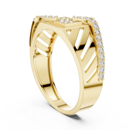 18K Yellow Gold Round Lab-Grown Diamond Everyday Wear Drop Ring for Women | Pure Carat