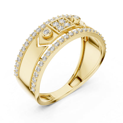 18K Yellow Gold Round Lab-Grown Diamond Ring for Women | Office Wear | Pure Carat