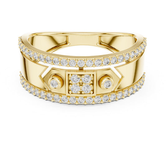 18K Yellow Gold Round Lab-Grown Diamond Ring for Women | Office Wear | Pure Carat