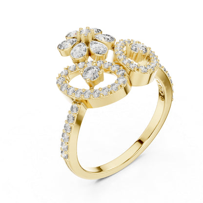 18K Yellow Gold Round Lab-Grown Diamond Ring for Women | Anniversary Gift | Pure Carat