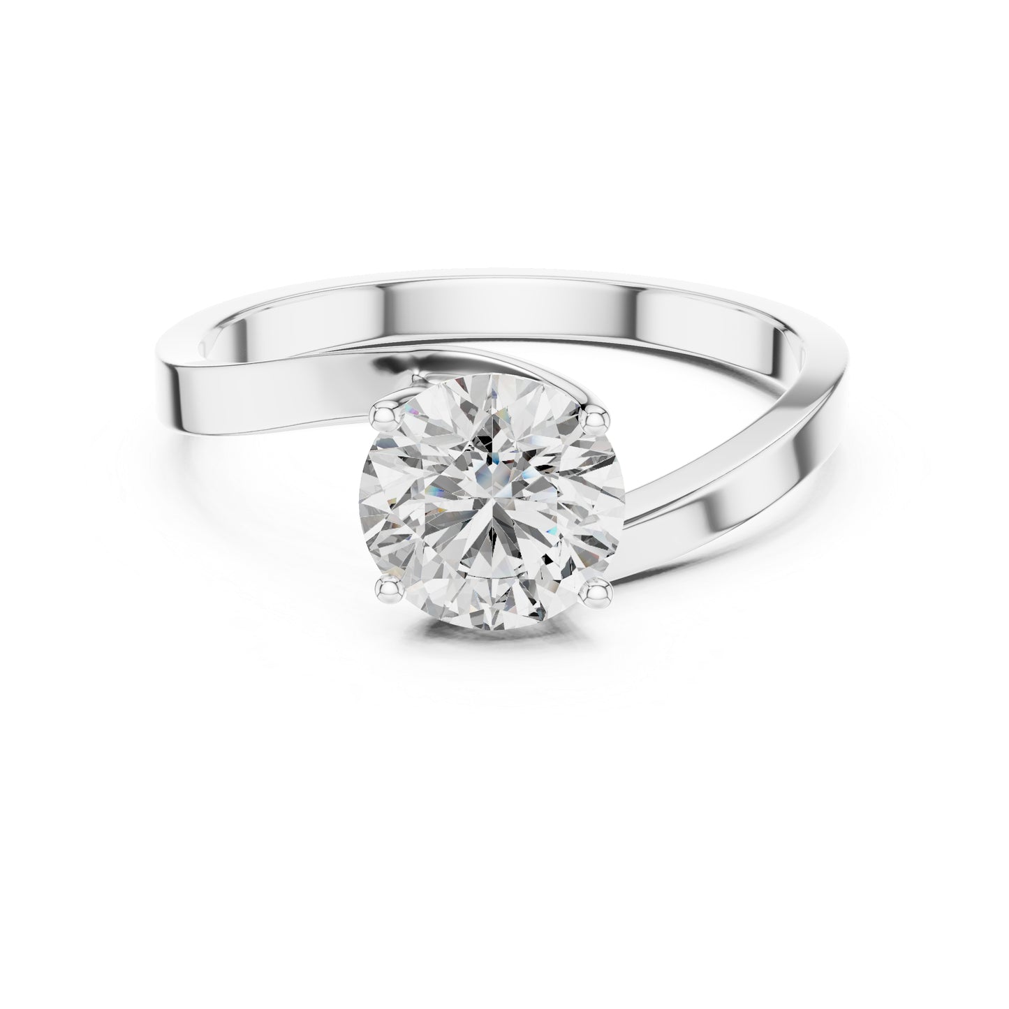 PureCarat 18K White Gold Round Lab-Grown Diamond Women’s Ring