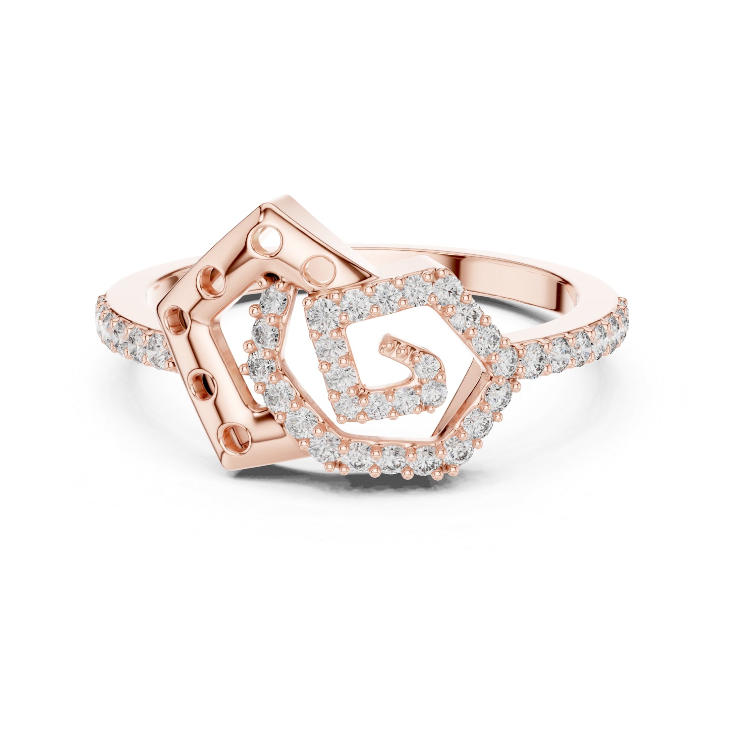 14K Rose Gold Round Lab-Grown Diamond Ring for Women | Office Wear | Pure Carat